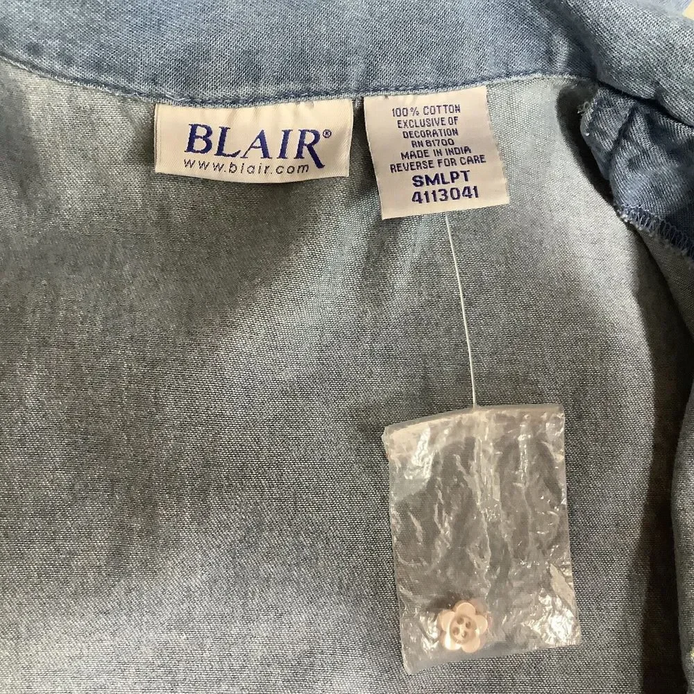 Womans Blair 2 Pc Denim Dress Jacket Size Small Petite Embroidered Dress Vintage
